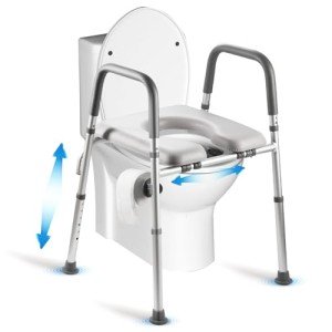Adjustable Toilet Seat Riser with Handles for Seniors