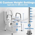 Adjustable Toilet Seat Riser with Handles for Seniors
