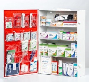 UniShield Large 4-Shelf Metal First Aid Cabinet