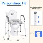 Adjustable Raised Toilet Seat with Handles for Everyone
