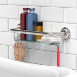 Brushed Nickel Grab Bar with Tempered Glass Shelf