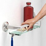 Brushed Nickel Grab Bar with Tempered Glass Shelf