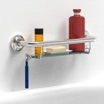 Brushed Nickel Grab Bar with Tempered Glass Shelf