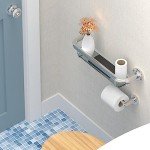 Brushed Nickel Grab Bar with Tempered Glass Shelf