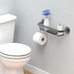 Brushed Nickel Grab Bar with Tempered Glass Shelf