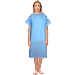DMI Convalescent Hospital Gown with Back Tape Ties, Machine Washable, Adult, Blue