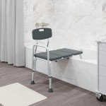 Flash Furniture HERCULES Series 300 Lb. Capacity Adjustable Gray Bath & Shower Transfer Bench with Back and Side Arm