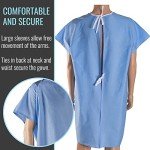 DMI Convalescent Hospital Gown with Back Tape Ties, Machine Washable, Adult, Blue
