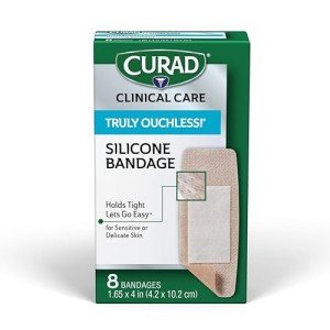 CURAD Ouchless Extra Large Silicone Bandages - 8 Count
