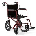 Red Medline Transport Wheelchair with Brakes