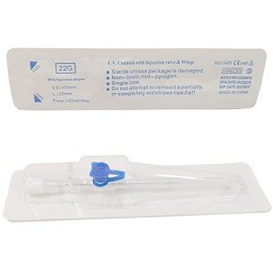 IV Catheter with Wings and Injection Port - 22G