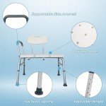 Winado Tub Transfer Bench for Bathtub with Backrest & Padded Armrest, Supports up to 330 lbs Aluminium Alloy Bath Chair Seat, White