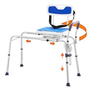 VEVOR Sliding Tub Transfer Bench with Swivel Seat
