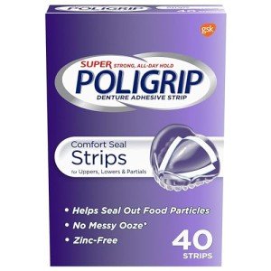 Poligrip Strong All-Day Denture Adhesive Strips 40 Ct