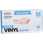 Clear Disposable Vinyl Gloves, Medium, 100-Count
