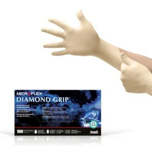 Ansell Microflex Diamond Grip Latex Gloves - 100 Pack
