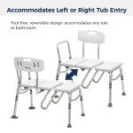 Drive Medical Senior Shower Transfer Bench with Curtain Guard