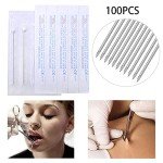 100 Pack 18G Disposable Body Piercing Needles