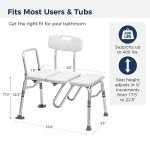 Drive Medical Senior Shower Transfer Bench with Curtain Guard