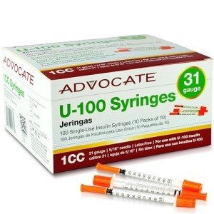 Advocate 31G Insulin Syringes, Box of 100