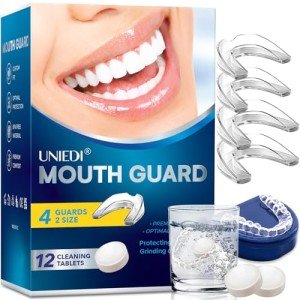 Teeth Grinding Mouth Guard with 12 Cleaning Tablets
