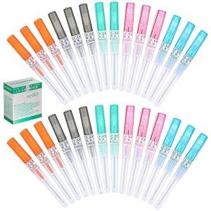 50Pcs Piercing Needles 14g 16g 18g 20g 22g IV Catheter Needles for Ear Nose Lip Tongue Belly Nipple Cartilage Piercings Disposable Stainless Steel Hollow Body Piercing Needles Tool