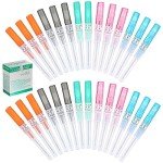 50Pcs Piercing Needles 14g 16g 18g 20g 22g IV Catheter Needles for Ear Nose Lip Tongue Belly Nipple Cartilage Piercings Disposable Stainless Steel Hollow Body Piercing Needles Tool