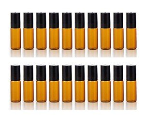 20PCS 5ml Amber Roller Bottles for Essential Oils