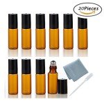 20PCS 5ml Amber Roller Bottles for Essential Oils