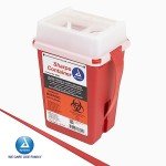 Dynarex Sharps Container, Durable Biohazard Container for Used Medical Hypodermic Needles and Sharp Medical Instruments, Transparent Lid, 1 Quart - 1 Container