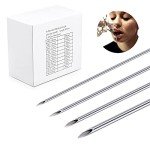 JIESIBAO 100PCS Mixed Body Piercing Needles, 14G 16G 18G 20G Stainless Steel Sterile Disposable Ear Nose Navel Nipple Lip Piercing Needles