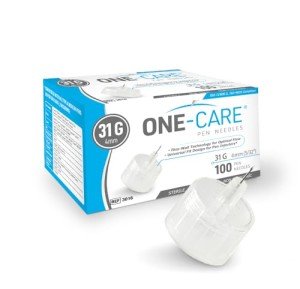 ONE-CARE Pen Tips 31G x 5/32’’ (4mm), Universal Fit, Optimal Skin-Contact for Comfort, Sterile, 100/bx