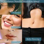 50Pcs Piercing Needles 14g 16g 18g 20g 22g IV Catheter Needles for Ear Nose Lip Tongue Belly Nipple Cartilage Piercings Disposable Stainless Steel Hollow Body Piercing Needles Tool