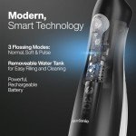 Aquasonic Aqua Flosser - Professional Rechargeable Water Flosser with 5 Tips - Oral Irrigator w/ 3 Modes - Portable & Cordless Flosser - Kids and Braces - Dentist Recommended(Black)