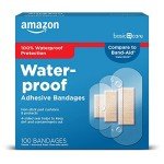 Amazon Basic Care Waterproof Clear Adhesive Bandages, First Aid and Wound Care Supplies, Assorted Sizes, 100 Count