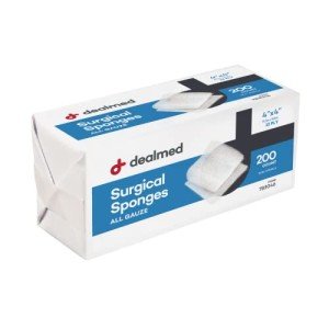 Dealmed Absorbent 4"x4" Surgical Sponges, 200 Count
