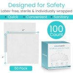 Vive Sterile Gauze Pads - 100 Individually Wrapped
