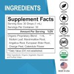 Lung Detox Respiratory Health Drops - Organic Respiratory Supplements Herbal Lung Cleanse, Mullein Drops for Lungs Bronchial Support, Mucus Clear with Mullein Leaf Extract, Elderberry Supplement 1 oz