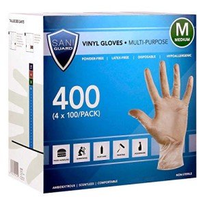 Medium Sani Guard Vinyl Gloves - 400 Count