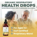 USDA Organic Respiratory Health Liquid Drops with Mullein Leaf | Marshmallow Root & Elderberry | Mullein Drops for Lungs Herbal Blend | Immune Support Supplement | Non-GMO | Vegan | 1 Fl Oz