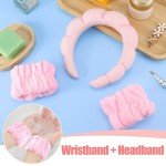 Pink Spa Headband Set for Skincare and Makeup