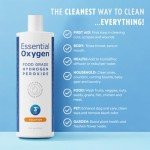 Essential Oxygen Food Grade Hydrogen Peroxide, Natural Cleaner, 3% USP, White, 16 Ounce, Pack of 2