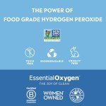 Essential Oxygen Food Grade Hydrogen Peroxide, Natural Cleaner, 3% USP, White, 16 Ounce, Pack of 2
