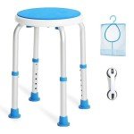 SOUHEILO Adjustable Shower Chair for Inside Shower, HSA/FSA Eligible Round Shower Stool for Inside Bathtub with Assist Grab Bar/Toiletry Bag, Tool-Free Shower Seat for Elderly/Senior/Disabled/Pregnant