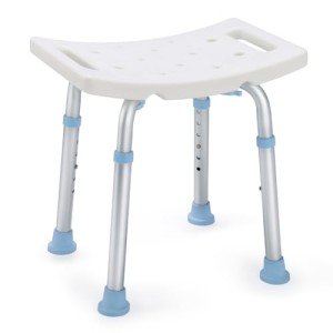 OasisSpace Shower Chair, Adjustable Bath Stool Chair for Inside Shower - Tool Free Anti-Slip Bench Bathtub Stool Seat with Durable Aluminum Legs for Elderly, Senior, Handicap & Disabled