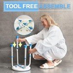 SOUHEILO Adjustable Shower Chair for Inside Shower, HSA/FSA Eligible Round Shower Stool for Inside Bathtub with Assist Grab Bar/Toiletry Bag, Tool-Free Shower Seat for Elderly/Senior/Disabled/Pregnant