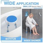 SOUHEILO Adjustable Shower Chair for Inside Shower, HSA/FSA Eligible Round Shower Stool for Inside Bathtub with Assist Grab Bar/Toiletry Bag, Tool-Free Shower Seat for Elderly/Senior/Disabled/Pregnant