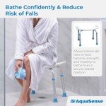 AquaSense Adjustable Non-Slip Bath & Shower Stool for Inside Shower, 20.08 x 12.2 x 14.17 Inch, White, (770-500)