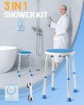 Leagent FSA HSA Round Shower Stool for Inside Shower, Adjustable Shower Chair, Tool-Free Shower Seat for Inside Tub, Bath Chair for Elderly/Pregnant