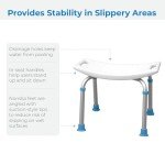 AquaSense Adjustable Non-Slip Bath & Shower Stool for Inside Shower, 20.08 x 12.2 x 14.17 Inch, White, (770-500)